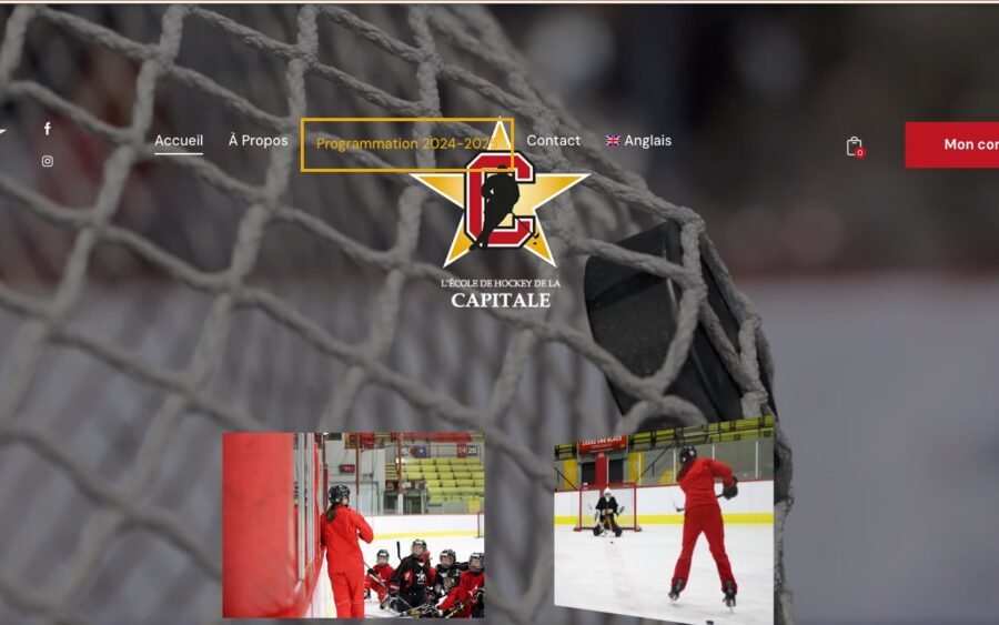 Page d'accueil du site de l'École de Hockey de la Capitale